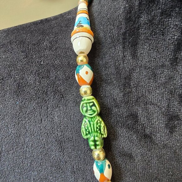 Womens Fashion Multicolor Krobo Beaded Necklace Jewelry with Hook & Eye - Picture 5 of 6